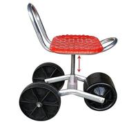 Siège de jardin sur roulettes avec coussin à genoux, chariot de travail roulant, tabouret pivotant à 360 degrés réglable pour désherbage, jardinage et entretien de pelouse en plein air