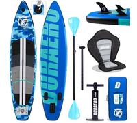 Siège de Kayak Gonflable Stand Up Paddle et Support de caméra, pagaie 2 en 1 330x76x15cm, Pompe jusqu'à 150kg avec Sangle de Pied, Sac à Dos