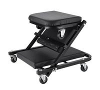 Siège de mécanicien pliable de 91,4 cm, tabouret de réparation automatique avec roues, établi d'atelier pour l'entretien de la voiture, chaise de mécanicien rouge pour garage et atelier automobile