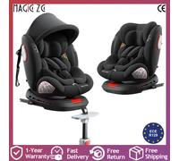 Siège de sécurité voiture bébé 360 ° Siège auto rotatif Isofix réglable pour enfant de 0 à 12 ans, chaise de voyage confortable et inclinable Black Basic