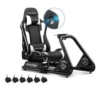 Siège de simulation - GTPLAYER - Simulateur de Conduite - Blanc - Haut-parleurs stéréo 3D - Hauteur/inclinaison réglables