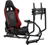 NanoRS RS160 Cockpit de simulateur de course Siège de jeu 3 en 1 avec revêtement en cuir synthétique Support de volant Support TV jusqu'à 50" max. Vesa 400x400