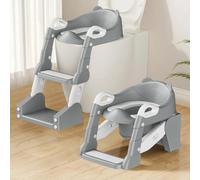 Siège de toilette 2 en 1 pour enfant avec escalier pour garçons et filles (gris)