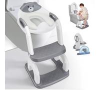 Siège de toilette 2 en 1 pour enfant avec escalier, siège de toilette, 2 en 1, réglable en hauteur, avec marchepied pour enfants, poignées de sécurité, pliable et antidérapant