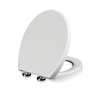 Siège de toilette à charnières réglables, Polypropylène ovale à façade ronde et fermeture lente, 15,2"x17,7", 07B