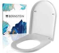BERNSTEIN Abattant WC Lunette toilettes fermeture amortie, Couvercle forme D dégagement rapide Blanc 46x36x5cm, Résistant chocs & rayures, Universel, Plastique Duroplast Antibactérie - U1002