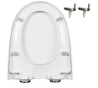 Siège de toilette, Abattant WC à fermeture douce avec couvercle et siège silencieux, système de déverrouillage rapide par clic, charnière réglable 360°, PP/43 x 34 cm(47 * 37Cm)