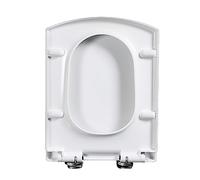 Siège de toilette, abattant WC en forme de D Blanc Forme Carrée à Dégagement Rapide, Charnières Inox 360°, 34,5x43cm, 03B(03A 37 * 47cm)