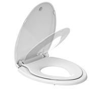Siège de toilette allongé avec siège pour enfant intégré, siège de toilette pour apprentissage de la propreté, convient aussi bien aux adultes qu'aux enfants, avec fermeture lente et aimants - allongé