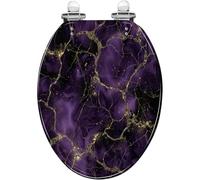 Siège de toilette allongé générique, salle de bain en marbre violet foncé | Convient aux installations de toilettes allongées standard, élégante surface en marbre violet foncé, idéal pour les salles de