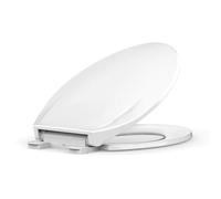 Siège de toilette allongé, siège de toilette avec dégagement rapide et attache rapide, siège de toilette en plastique avec fermeture douce, facile à installer et à nettoyer, blanc