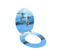 vidaXL Siège de Toilette avec Couvercle Cuvette Lunette de Toilette Abattant WC Salle de Bain Maison Intérieur MDF Design de Pingouin