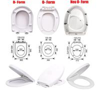Siège de toilette carré à fermeture douce, dégagement rapide, antibactérien, blanc, charnières réglables à 360 °, couvercle en fibre de phosphore supérieur simple, Loo WC O- Form-New