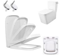 Siège de toilette carré à fermeture douce et à dégagement rapide, fixation supérieure simple avec charnières réglables à 360 degrés, sièges de toilette standard