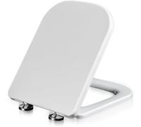 Siège de toilette carré de fermeture souple, résistance durable à l'urée de formaldéhyde avec des restaintes à dégagement rapide pour un nettoyage facile Coupe universelle Blanc 34X45cm Réglage de sal
