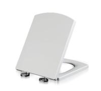 Siège de toilette carré Siège de toilette PP à la fermeture douce avec des charnières métalliques réglables à libération rapide rapide, facile à installer et propre, blanc, 43x34,5 cm