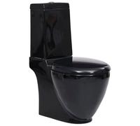Siège de Toilette Céramique Soft-Close Design Anti-Bactérien Retour de Flux d'Eau Noir