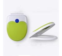 Siège de toilette circulaire à fermeture lente avec couvercle à fermeture silencieuse, mécanisme de fermeture lente monté en bas(Green)