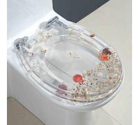 siège de toilette doux fermé, Abattant WC en résine transparente à fermeture lente, compatible avec les toilettes en U/V/O, 34 x 42 cm(C Style)