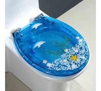 siège de toilette doux fermé, Abattant WC en résine transparente à fermeture lente, compatible avec les toilettes en U/V/O, 34 x 42 cm(O Style)
