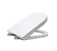 Siège de toilette en forme de D blanc avec fermeture douce et charnière réglable en acier inoxydable, fixation facile sur le dessus, housse antibactérienne pour salle de bain familiale