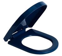 Siège De Toilette En Forme De D, Lunette De Toilette À Fermeture Douce Muet Avec Charnières Réglables, Dégagement Rapide Pour Un Nettoyage Facile, Couvercle De Toilette Coloré Durable, Marine