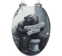 Siège De Toilette En Résine À Motif D'éléphant Étrange | Abattant De Toilettes De Salle De Bain, Style Rétro, Installation Facile(Style 3,Elongated)
