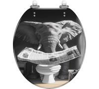 Siège De Toilette En Résine À Motif D'éléphant Étrange | Abattant De Toilettes De Salle De Bain, Style Rétro, Installation Facile(Style 2,Round)