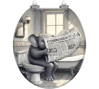 Siège De Toilette En Résine À Motif D'éléphant Étrange | Abattant De Toilettes De Salle De Bain, Style Rétro, Installation Facile(Style 9,Round)