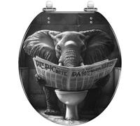 Siège De Toilette En Résine À Motif D'éléphant Étrange | Abattant De Toilettes De Salle De Bain, Style Rétro, Installation Facile(Style 5,Round)