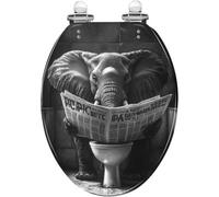 Siège De Toilette En Résine À Motif D'éléphant Étrange | Abattant De Toilettes De Salle De Bain, Style Rétro, Installation Facile(Style 5,Elongated)
