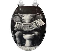 Siège De Toilette En Résine À Motif D'éléphant Étrange | Abattant De Toilettes De Salle De Bain, Style Rétro, Installation Facile(Style 1,Elongated)