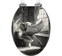Siège De Toilette En Résine À Motif D'éléphant Étrange | Abattant De Toilettes De Salle De Bain, Style Rétro, Installation Facile(Style 8,Elongated)