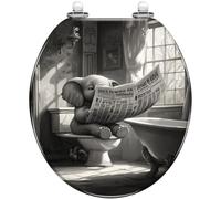 Siège De Toilette En Résine À Motif D'éléphant Étrange | Abattant De Toilettes De Salle De Bain, Style Rétro, Installation Facile(Style 8,Round)