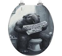 Siège De Toilette En Résine À Motif D'éléphant Étrange | Abattant De Toilettes De Salle De Bain, Style Rétro, Installation Facile(Style 3,Round)