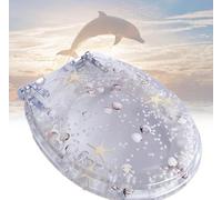 Siège de toilette en résine transparente à thème océanique - couvercle lourd à fermeture lente avec conception transparente de coquillages, charnières en acier inoxydable (Transparent)