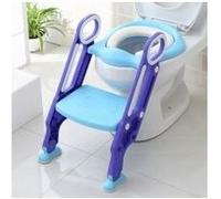 Siège de Toilette Enfant Pliable et Réglable Reducteur Bébé avec Marches Larges Bleu G