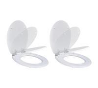 Siège de toilette et couvercle à fermeture douce 2pcs MDF Blanc
