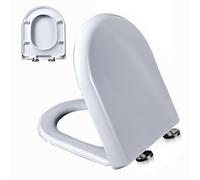 Siège de Toilette Forme D, Cuvette Toilette avec Frein de Chute, Abattant WC avec Charnière Réglable, Dégagement Rapide, Facile à Nettoyer, Lunette WC en Urée Formaldéhyde, 02M, 44x37cm