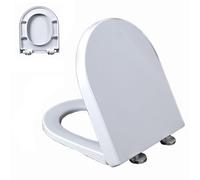 Siège de Toilette Forme D, Cuvette Toilette avec Frein de Chute, Abattant WC avec Charnière Réglable, Dégagement Rapide, Facile à Nettoyer, Lunette WC en Urée Formaldéhyde, 02G, 42x36cm