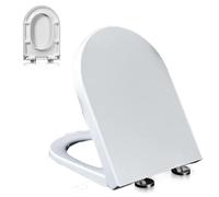 Siège de Toilette Forme D, Cuvette Toilette avec Frein de Chute, Abattant WC avec Charnière Réglable, Dégagement Rapide, Facile à Nettoyer, Lunette WC en Urée Formaldéhyde, 02B, 42x33cm