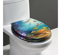 Siège de Toilette Robuste et Confortable en Forme d'hippocampe avec Couvercle - Fermeture Lente, sièges en résine, Couleur Bleue