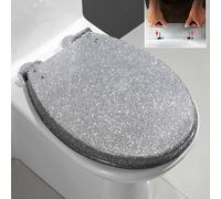 Siège de toilette rond à fermeture douce à paillettes scintillantes avec fixation supérieure/inférieure, surface facile à nettoyer pour une utilisation confortable et silencieuse dans la salle de bain