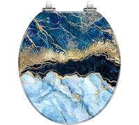 Siège de Toilette Rond en écailles de Poisson Bleu Cool, Motif sirène, carrelage sans Couture, Peau de Poisson, Couvercle de Toilette en résine Marine, Fermeture silencieuse, charnières à dégagement