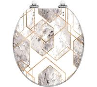Siège de Toilette Rond en écailles de Poisson Bleu Cool, Texture sirène, carrelage sans Couture, Peau de Poisson, Couvercle de Toilette en résine Marine, Fermeture silencieuse, charnières à dégagemen