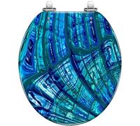 Siège de Toilette Rond en écailles de Poisson Bleu Cool, Texture sirène, carrelage sans Couture, Peau de Poisson, Couvercle de Toilette en résine Marine, Fermeture silencieuse, charnières à dégagemen