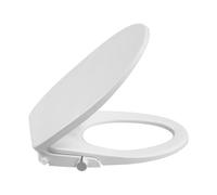 Siège de toilette rond pour bidet, non électrique, autonettoyant, double buse avec couvercle à fermeture douce, pulvérisateur de température ambiante de l'eau, fixation de bidet blanche, installation