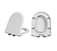 Siège de toilette, siège de toilette en forme D matériau PP avec charnières acier inoxydable, couvercle toilettes U, 02A(02D)