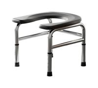 Siège de toilette surélevé, tabouret de toilette confortable, portable, chaise percée réglable en hauteur pour personnes âgées - Noir