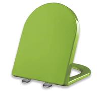 Siège de toilette vert et doux, en forme de D, PP, siège de toilette allongé avec charnières à libération et à libération rapide lentes, support supérieur, charnière réglable à 360 °, facile à